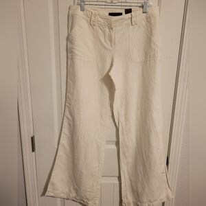 The Limited Linen Wide Leg Off White Pants Size 10 NWT